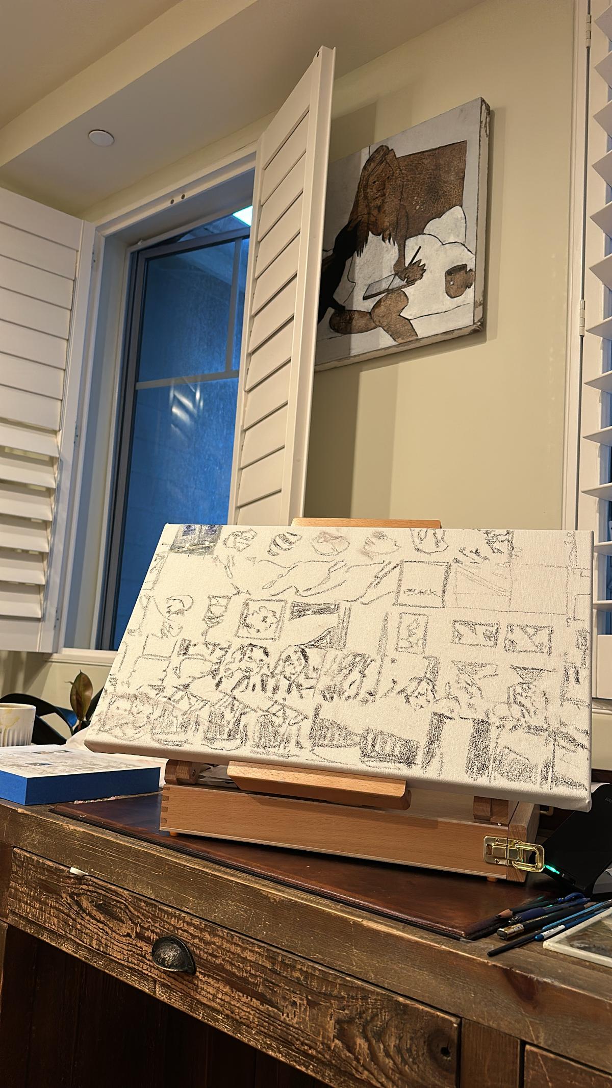 Cam Roll II - pencil sketch stage