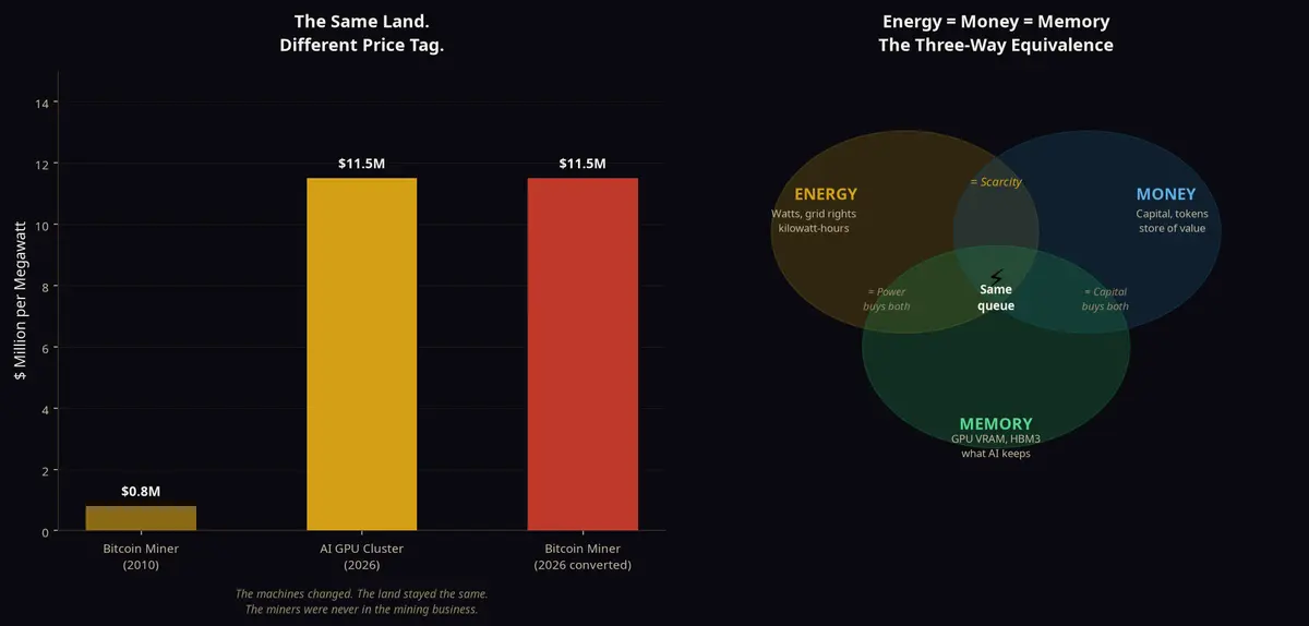 Energy = Money = Memory — The Three-Way Equivalence